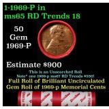 BU Shotgun Lincoln 1c roll, 1969-p 50 pcs Dunbar W