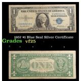 1957 $1 Blue Seal Silver Certificate Grades vf+
