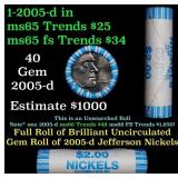 BU Shotgun Jefferson 5c roll, 2005-d Bison 40 pcs