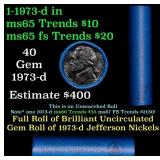 BU Shotgun Jefferson 5c roll, 1973-d 40 pcs Bank $