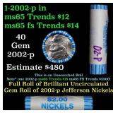 BU Shotgun Jefferson 5c roll, 2002-p 40 pcs Bank $