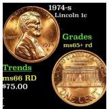 1974-s Lincoln Cent 1c Grades Gem+ Unc RD