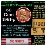 BU Shotgun Lincoln 1c roll, 1961-p 50 pcs Bank Wra