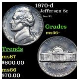 1970-d Jefferson Nickel 5c Grades GEM++ Unc