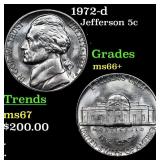 1972-d Jefferson Nickel 5c Grades GEM++ Unc