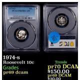 1974-s Proof Roosevelt Dime 10c pr69 dcam PCGS