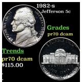 1982-s Proof Jefferson Nickel 5c pr70 dcam SEGS