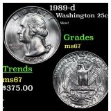 1989-d Washington Quarter 25c Grades GEM++ Unc