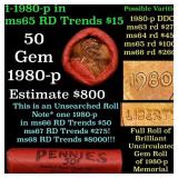 BU Shotgun Lincoln 1c roll, 1980-p 50 pcs Bank Wra