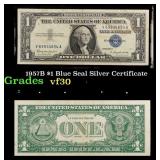 1957B $1 Blue Seal Silver Certificate Grades vf++