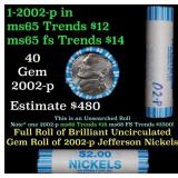 BU Shotgun Jefferson 5c roll, 2002-p 40 pcs Bank $