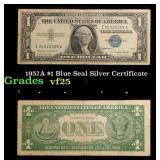 1957A $1 Blue Seal Silver Certificate Grades vf+