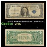 1957A $1 Blue Seal Silver Certificate Grades vf+