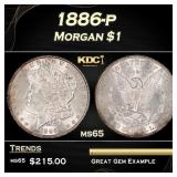 1886-p Morgan Dollar $1 Grades GEM Unc