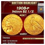 ***Major Highlight*** 1908-p Gold Indian Quarter E