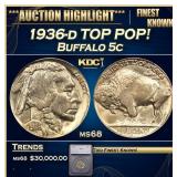 ***Major Highlight*** 1936-d Buffalo Nickel TOP PO