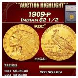 ***Major Highlight*** 1909-p Gold Indian Quarter E