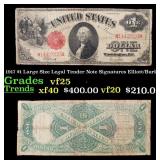 1917 $1 Large Size Legal Tender Note Grades vf+ Si