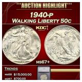***Major Highlight*** 1940-p Walking Liberty Half