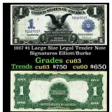 1917 $1 Large Size Legal Tender Note Grades Select