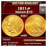 ***Major Highlight*** 1911-p Gold Indian Eagle $10