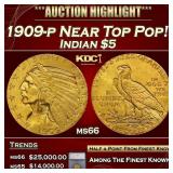 ***Major Highlight*** 1909-p Gold Indian Half Eagl