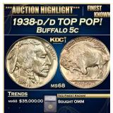 ***Major Highlight*** 1938-d/d Buffalo Nickel TOP