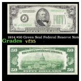 1934 $50 Green Seal Federal Reserve Note Grades vf