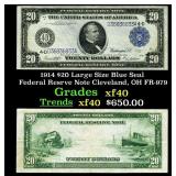 1914 $20 Large Size Blue Seal Federal Resrve Note