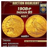 ***Major Highlight*** 1908-p Gold Indian Half Eagl