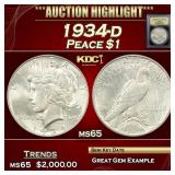 ***Major Highlight*** 1934-d Peace Dollar $1 GEM U