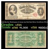 1886 Martha Washington $1 large size Red Seal Silv