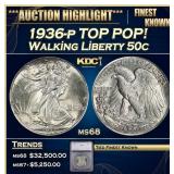 ***Major Highlight*** 1936-p Walking Liberty Half