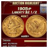 ***Major Highlight*** 1905-p Gold Liberty Quarter