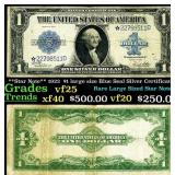 **Star Note** 1923  $1 large size Blue Seal Silver