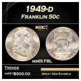 1949-d Franklin Half Dollar 50c Grades GEM FBL