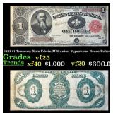 1891 $1 Treasury Note Edwin M Stanton Grades vf+ S