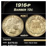 1916-p Barber Dime 10c Grades Choice+ Unc