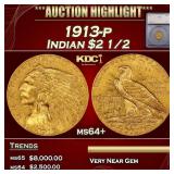 ***Major Highlight*** 1913-p Gold Indian Quarter E