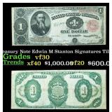 1891 $1 Treasury Note Edwin M Stanton Grades vf++