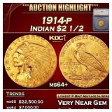 ***Major Highlight*** 1914-p Gold Indian Quarter E