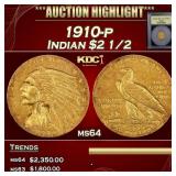 ***Major Highlight*** 1910-p Gold Indian Quarter E