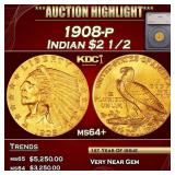 ***Major Highlight*** 1908-p Gold Indian Quarter E