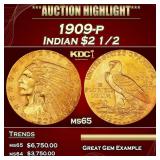 ***Major Highlight*** 1909-p Gold Indian Quarter E