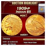 ***Major Highlight*** 1909-p Gold Indian Half Eagl
