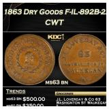 1863 Dry Goods Civil War Token F-IL-892B-2A 1c Gra