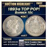 ***Major Highlight*** 1893-s Barber Dime TOP POP!