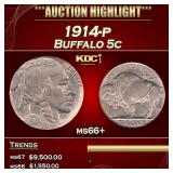 ***Major Highlight*** 1914-p Buffalo Nickel 5c ms6