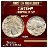 ***Major Highlight*** 1916-p Buffalo Nickel 5c ms6