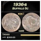 1936-s Buffalo Nickel 5c Grades GEM+ Unc